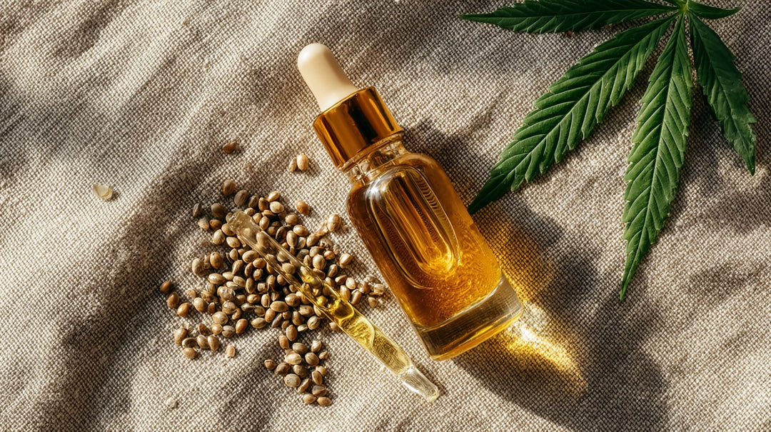 Eine Pipette neben einem CBD Öl